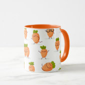 Kawaii pattern of fun carrots マグカップ (正面右)