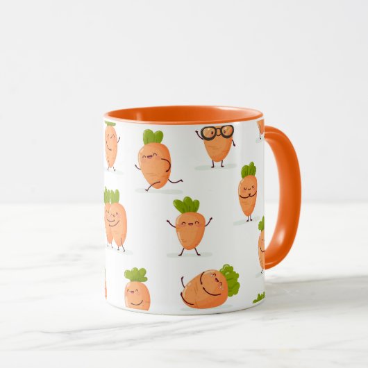 Kawaii pattern of fun carrots マグカップ (正面右)