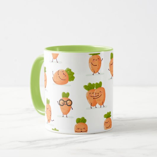 Kawaii pattern of fun carrots マグカップ (正面左)