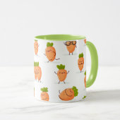 Kawaii pattern of fun carrots マグカップ (正面右)