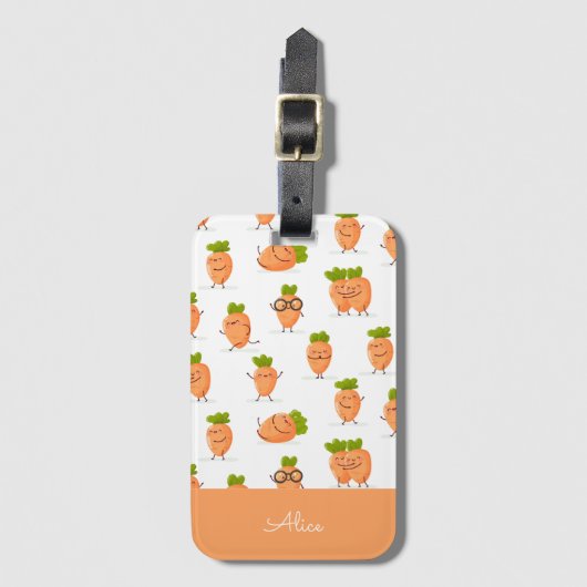 Kawaii pattern of fun carrots ラゲッジタグ (正面縦)