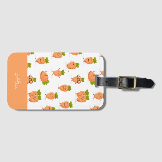 Kawaii pattern of fun carrots ラゲッジタグ (正面横)