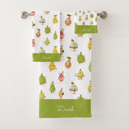 Kawaii pattern of funny pears バスタオルセット (インサイチュ)