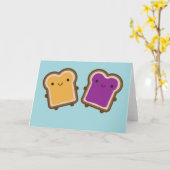 Kawaii Peanut Butter & Jelly Sandwich Couple カード (黄色い花)