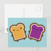 Kawaii Peanut Butter & Jelly Sandwich Couple ポストカード (正面/裏面)