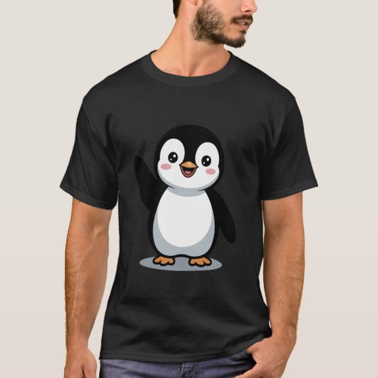 Kawaii Penguin Waving Animal Lover Penguins Tシャツ (正面)