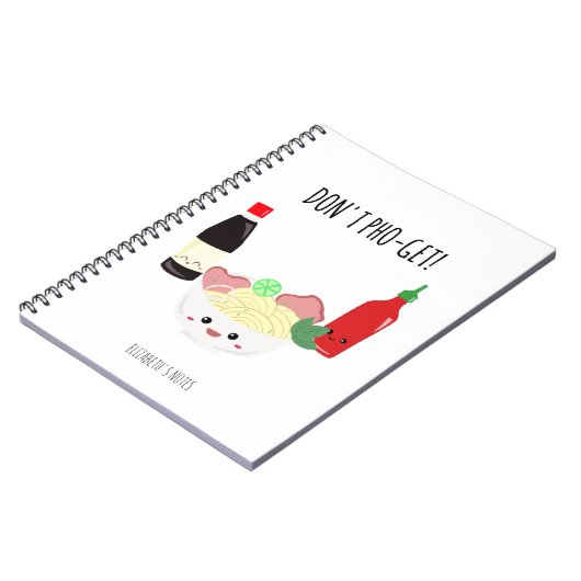 Kawaii Pho Don't Pho-Get Forget Punny Noodles ノートブック (左側)