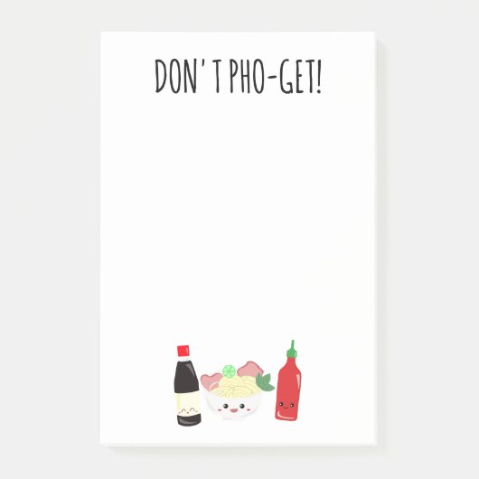 Kawaii Pho Don't Pho-Get Forget Punny Noodles ポストイット (正面)