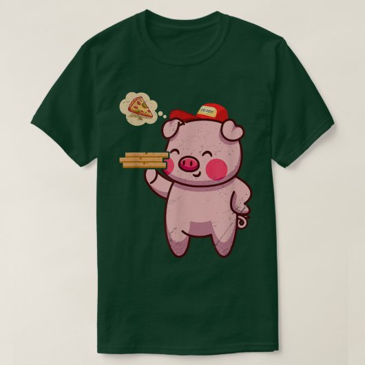 Kawaii Pig Cute Animal Pizza Delivery Funny Pizza  Tシャツ (デザイン正面)