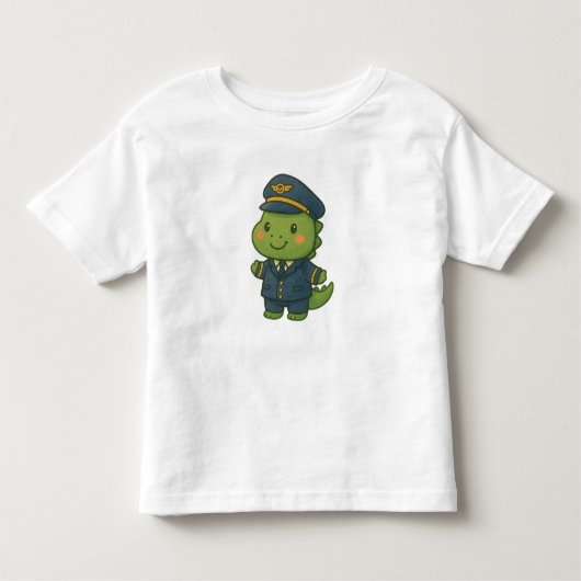 Kawaii PilotDinosaur – Cute Dino Jobs トドラーTシャツ (正面)