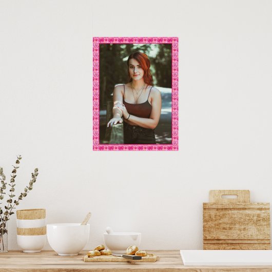 Kawaii Pink Bows Custom Photo ポスター (キッチン)