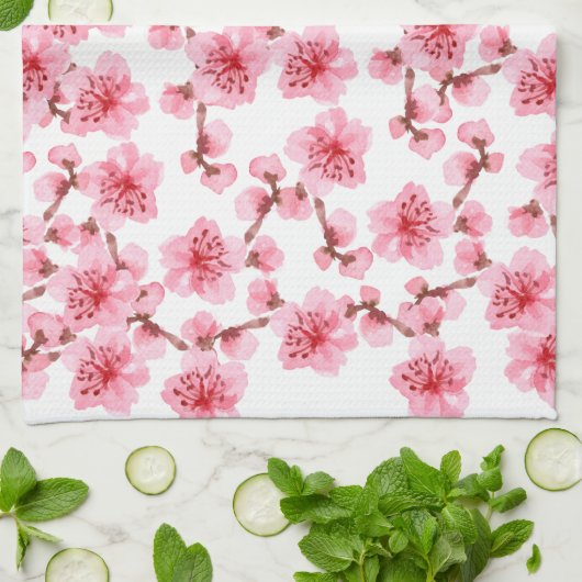 kawaii pink cherry blossoms キッチンタオル (折り畳み)