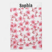 kawaii pink cherry blossoms キッチンタオル (縦)