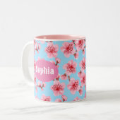 kawaii pink cherry blossoms ツートーンマグカップ (正面左)
