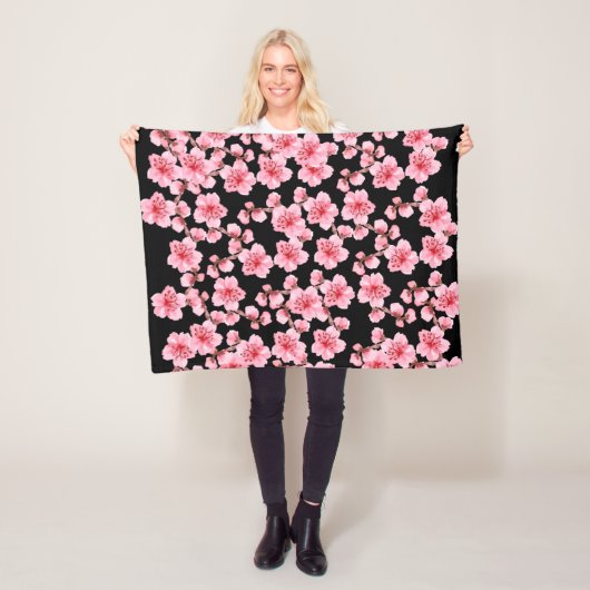 kawaii pink cherry blossoms フリースブランケット (インサイチュ)
