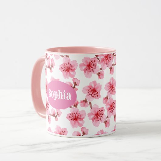 kawaii pink cherry blossoms マグカップ (正面左)