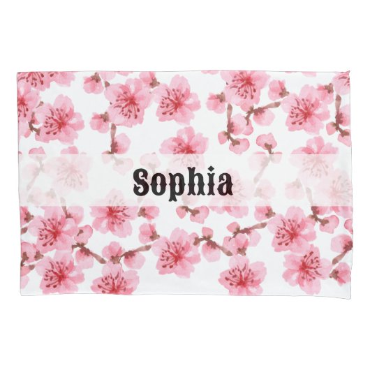 kawaii pink cherry blossoms 枕カバー (正面)