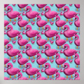 Kawaii Pink Duck Pattern – Adorable Aesthetic Maxi ポスター (正面)