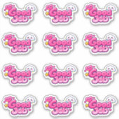 Kawaii Pink Good Job Heart & Clouds Praise  シール (正面)