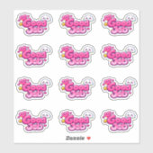 Kawaii Pink Good Job Heart & Clouds Praise  シール (シート)