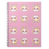 Kawaii Pink Kitty Pattern Spiral Notebook  ノートブック (正面)