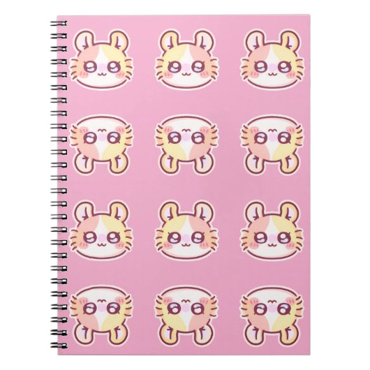 Kawaii Pink Kitty Pattern Spiral Notebook  ノートブック (正面)