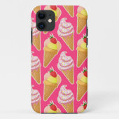 Kawaii pink pattern with strawberry ice cream  Case-Mate iPhoneケース (裏面)