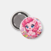 Kawaii Pink Pony Chibi Art Magnet マグネット (正面/裏面)