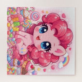 Kawaii Pink Pony Chibi Art Puzzle ジグソーパズル (横)