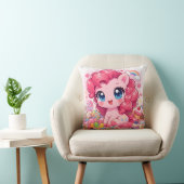Kawaii Pink Pony Chibi Art Throw Pillow クッション (椅子)