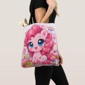 Kawaii Pink Pony Chibi Art Tote トートバッグ (クローズアップ)