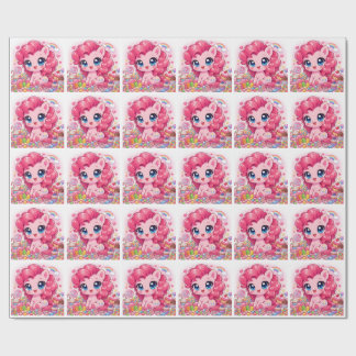 Kawaii Pink Pony Chibi Art Wrapping Paper ラッピングペーパー