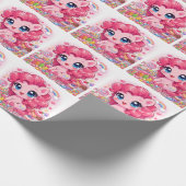 Kawaii Pink Pony Chibi Art Wrapping Paper ラッピングペーパー (角)