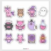 Kawaii Pink & Purple Halloween Sticker Pack シール (シート)