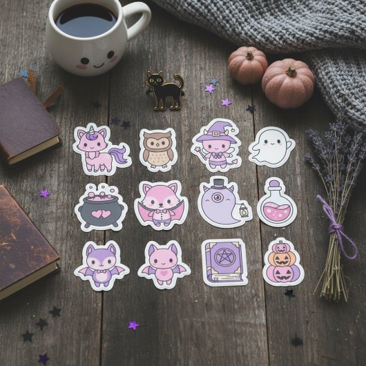Kawaii Pink & Purple Halloween Sticker Pack シール