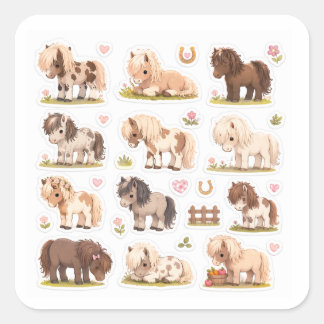 kawaii pony stickers sheet スクエアシール