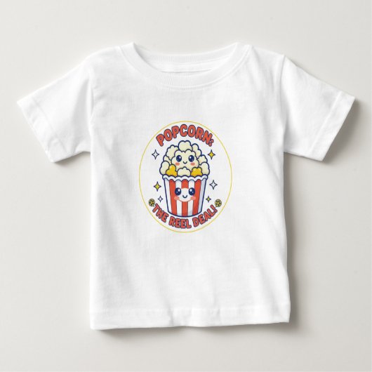 Kawaii Popcorn Film Pun ベビーTシャツ (正面)