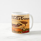 Kawaii Pug Feast- Happy Thanksgiving Mug コーヒーマグカップ (正面右)