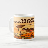 Kawaii Pug Feast- Happy Thanksgiving Mug コーヒーマグカップ (正面左)