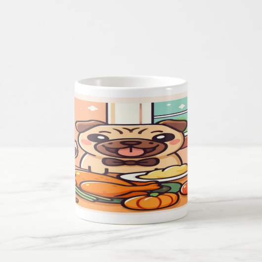 Kawaii Pugsgiving Mug – Feast Mode Activated! コーヒーマグカップ (中央)