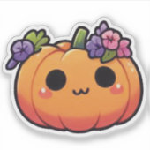 Kawaii Pumpkin Flower Crown - halloween fall シール (正面)