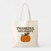 Kawaii Pumpkin “Thankful & Happy” Cozy Autumn Than トートバッグ (裏面)