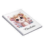 Kawaii Puppy with Spring Flowers and Hearts ノートブック (右側)