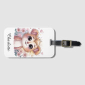Kawaii Puppy with Spring Flowers and Hearts ラゲッジタグ (正面横)