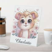 Kawaii Puppy with Spring Flowers and Hearts 台座サイン (インサイチュ)