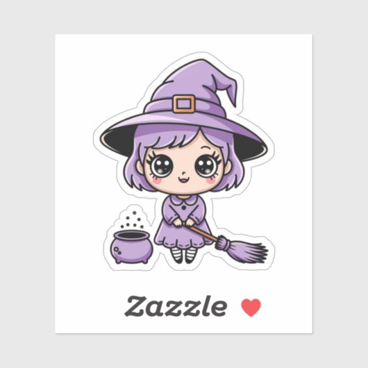 Kawaii Purple Witch Halloween Sticker シール (シート)