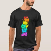 Kawaii Rainbow Cat Rainbow Cat Pile For LGBT Tシャツ (正面)