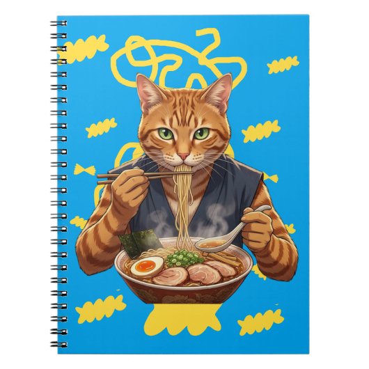 Kawaii Ramen Cat Aesthetic – Japanese Pop Art ノートブック (正面)