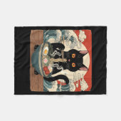 Kawaii Ramen Cat Anime Japanese Noodles Food Wave  フリースブランケット (正面(横))