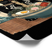 Kawaii Ramen Cat Anime Japanese Noodles Food Wave  ポスター (角)